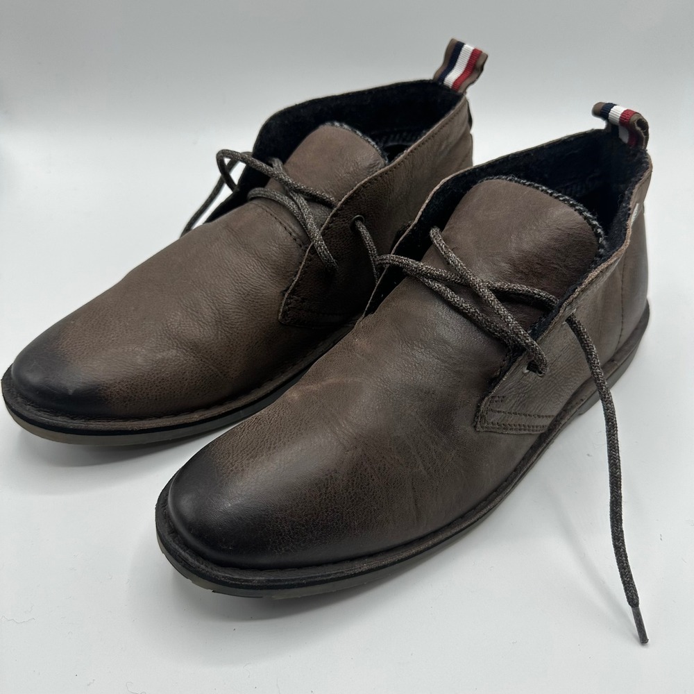 Superdry Mens Brown Leather Chukka Desert Boots Size 10 US 43 EU Burnished Toe